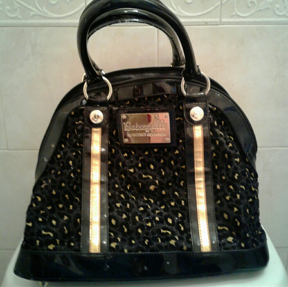 Black and gold Betsey Johnson bag